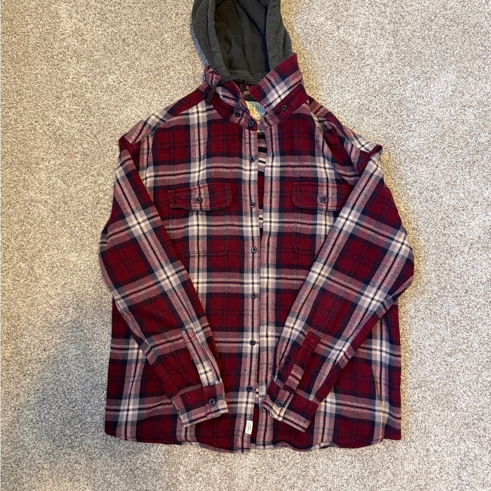American Eagle Outfitters Hooded Flannel Shirt Size XL